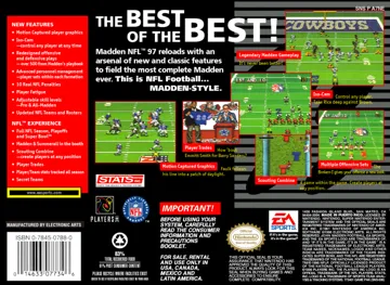 Madden NFL 97 (USA) box cover back